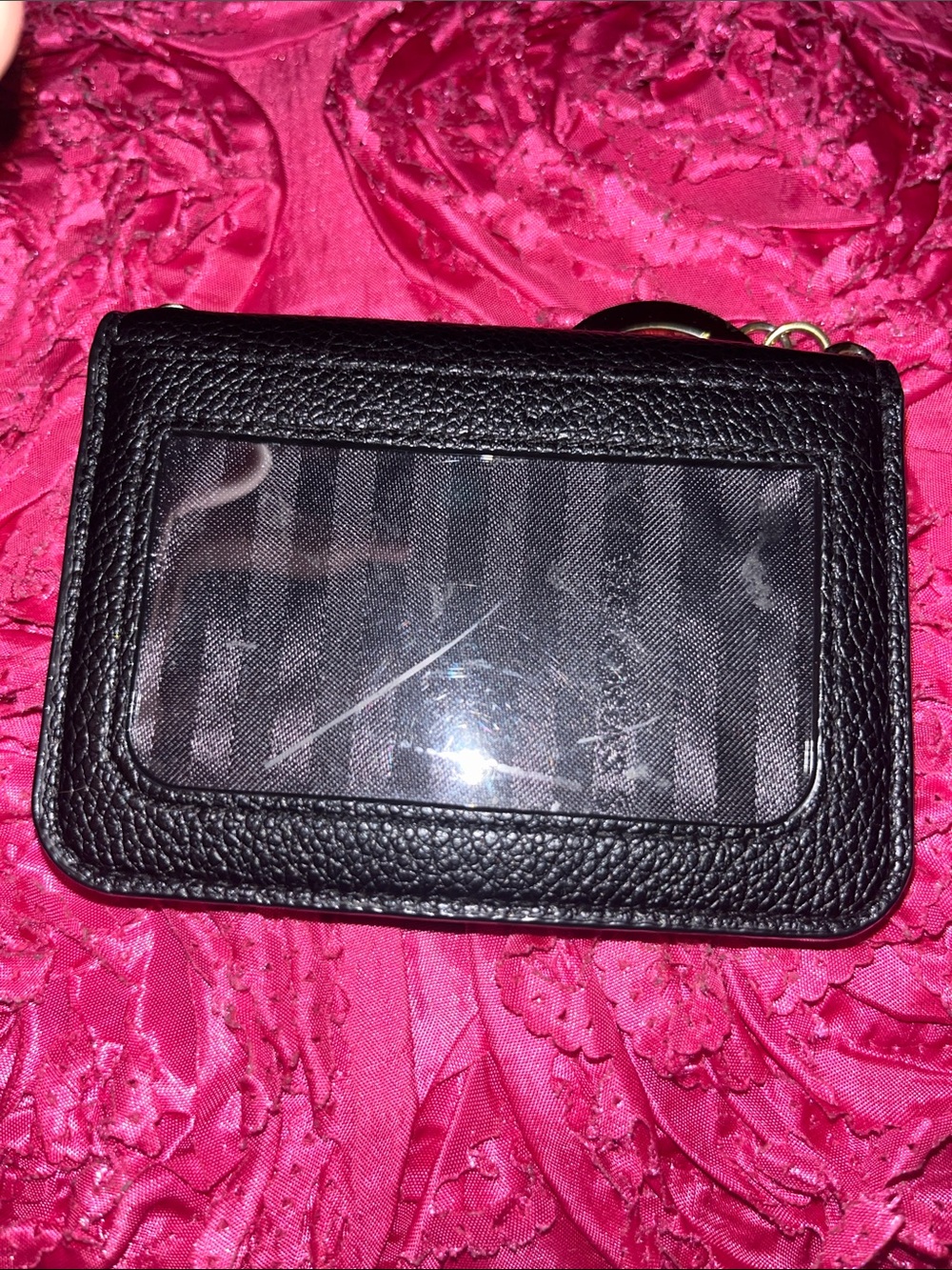 Victoria's Secret Black Pebbled Leather Wallet with Gold Eyelet Trim - Picture 4 of 4